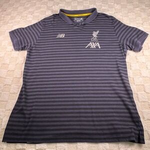 New Balance Liverpool FC AXA Training Polo Shirt Mens 2XL Navy Black Striped LFC